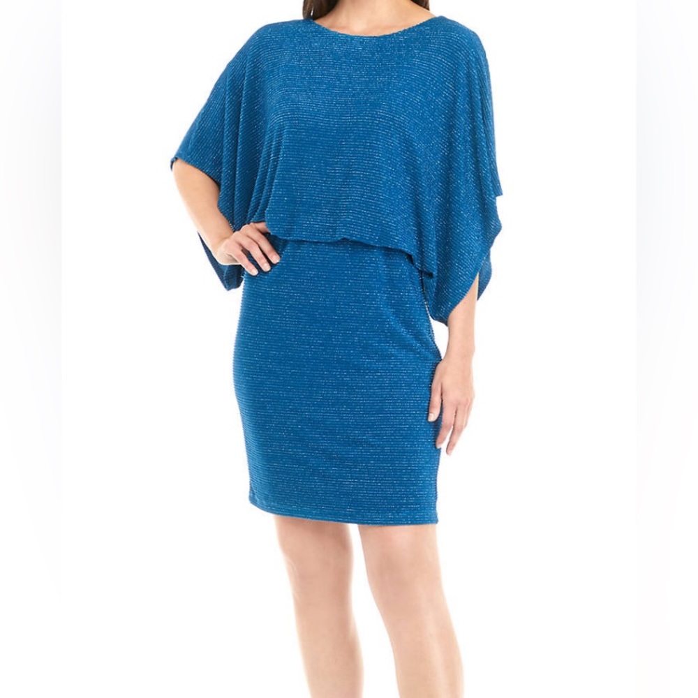 Jessica Howard drape sleeve sparkle knit dresss
